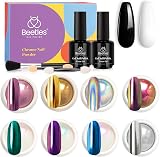 Beetles Chrome Nail Powder Kit with 8 Colours Holographic Pearl Iridescent