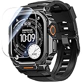 Goton Metal Case with Band for Apple Watch Ultra 3/2/1 49mm with Screen Protector, 360° One-Piece Cover, Drop & Dust Protection, ECG Crown Access, Sport & Everyday Wear for iWatch Ultra, Black