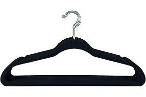 Simplify Slim Velvet Clothes Hangers | 25 Pack | Non-Slip | Shirts | Suit | Pants | Dresses | Garments | Closet Storage & Organization | Durable | Black