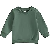 Tsseiatte Toddler Baby Boy Girl Long Sleeve Crewneck Pullover Sweatshirt Sweater Outfits Solid Color Casual Clothes