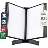 Tarifold Desktop Reference System, 10 Pockets with Easy-Load Design, Black | 10 Double-Sided Pockets, Holds 20 Letter-Size Sheets, Sturdy Metal Base, Quick and Easy to Assemble