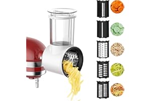 GVODE Cheese Grater Attachment for KitchenAid Stand Mixer - with 5 Blades, Vegetable Shredder, Cheese Grater, Salad Maker, Food Slicers Chopper Grinding Powder