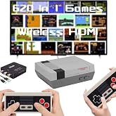 Classic Mini Retro Game Console Built in 620 Video Games,Av and HDMI Output Plug and Play Game System with Dual Wireless Controllers. (Grey)