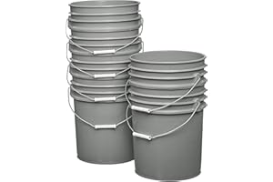 HE HUDSON EXCHANGE Hudson Exchange Premium 5 Gallon Bucket, HDPE, Gray, 6 Pack