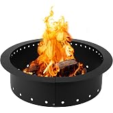 Iron Forge Tools Smokeless Fire Pit Ring Outdoor Insert 36 Inch Round Steel | heavy duty steel, permanent fire pit rings, backyard bonfire, smokeless firepit, 30 inch inner ring, pit liner insert
