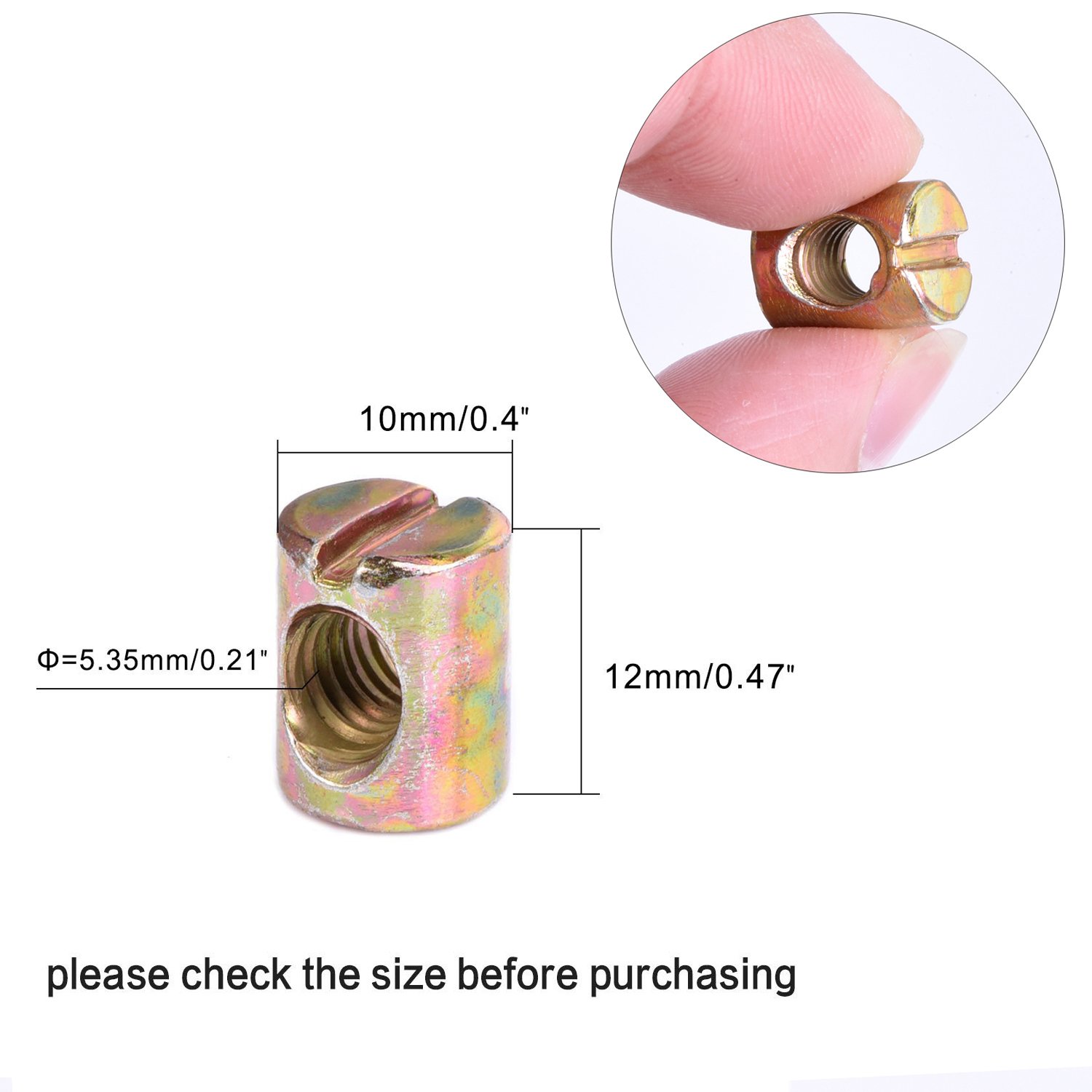 Kenkio 24 pieces M6 Barrel Nuts Cross Dowels Slotted Nuts for Furniture