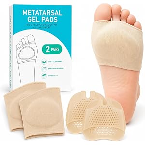 Metatarsal Pads for Women & Men – 2 Pairs Fabric and Silicone Ball of Foot Cushions for Pressure Relief – Gel Metatarsal Foot