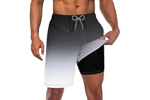 UNICOMIDEA Men Swim Trunks with Compression Liner 9 Inch Long Board Shorts