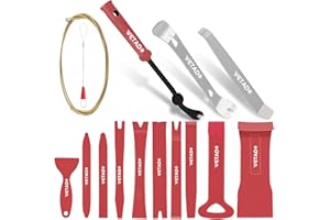 Auto Trim Removal Tools Kit, Wetado 15Pcs Car Panel Removal Tool Interior Trim Kit Fastener Rivet Remover Plastic Pry Tool Set - Metal Removal of Car Molding, Dashboards, Wheel Hubs
