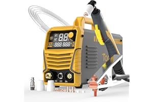 TOOLIOM Large LCD Display Plasma Cutter，50A Dual Voltage 110V/220V Metal Cutting Machine with Air Pressure Display and 2T/4T，