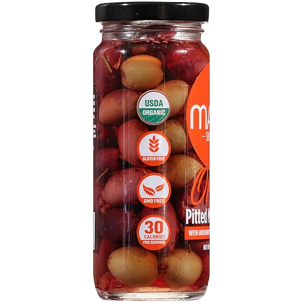 MARIO CAMACHO GREEK ORGANIC KALAMATA AND GREEN OLIVES PITTED WITH ROSEMARY AND OLIVE OIL, 6.25 OUNCE (PACK OF 6)