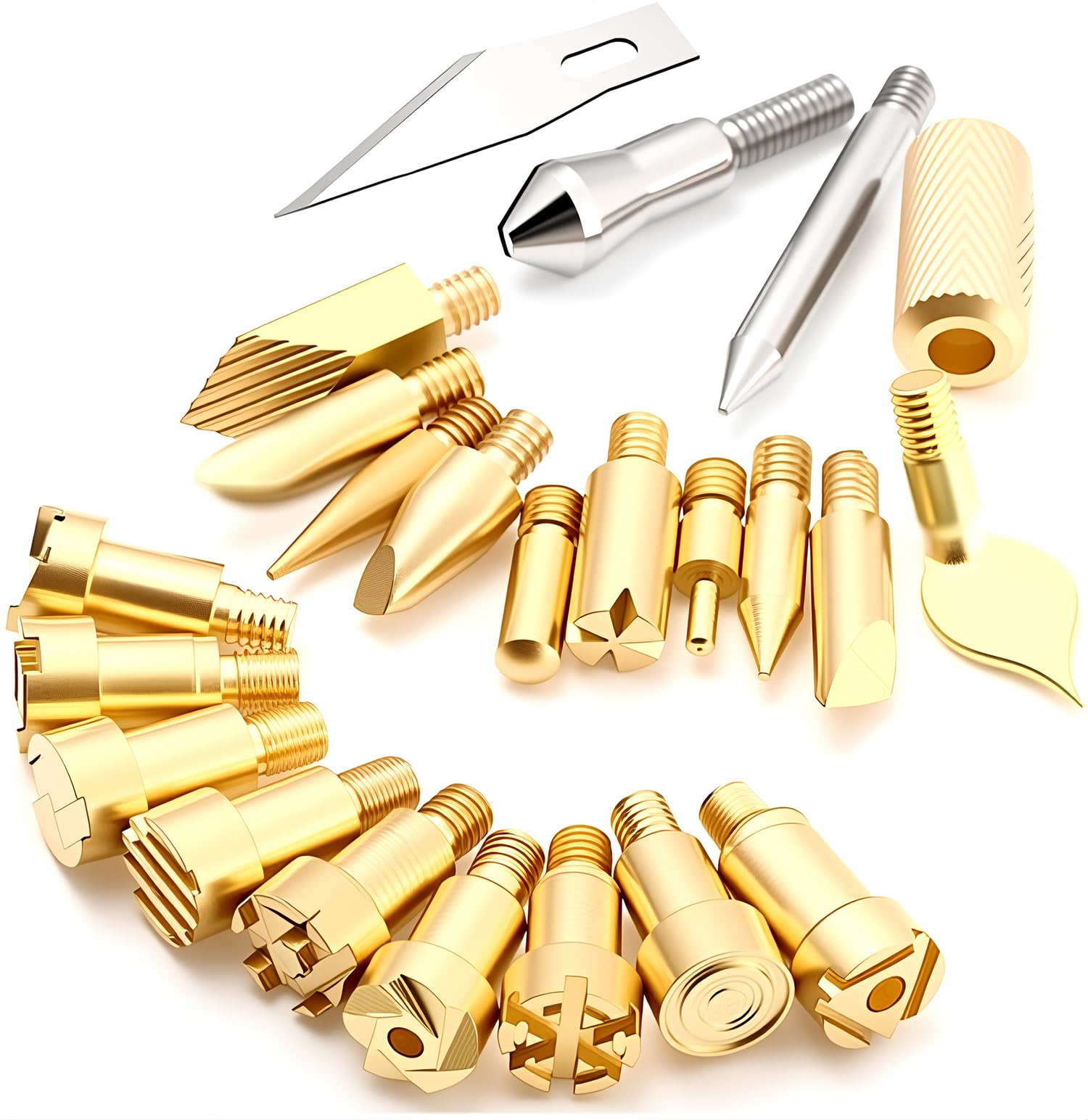 Chiloskit 23Pcs Wood Burning Tips Kit, Wood Burning Letters Numbers Alphabet Stamps Stencils Templates for Embossing Branding Crafts Personalization Tools Gift for Dad