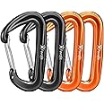 Favofit Carabiner Clips, 4 Pack, 12KN (2697 lbs) Heavy Duty Caribeaners for Camping, Hiking, Outdoor and Gym etc, Small Carab