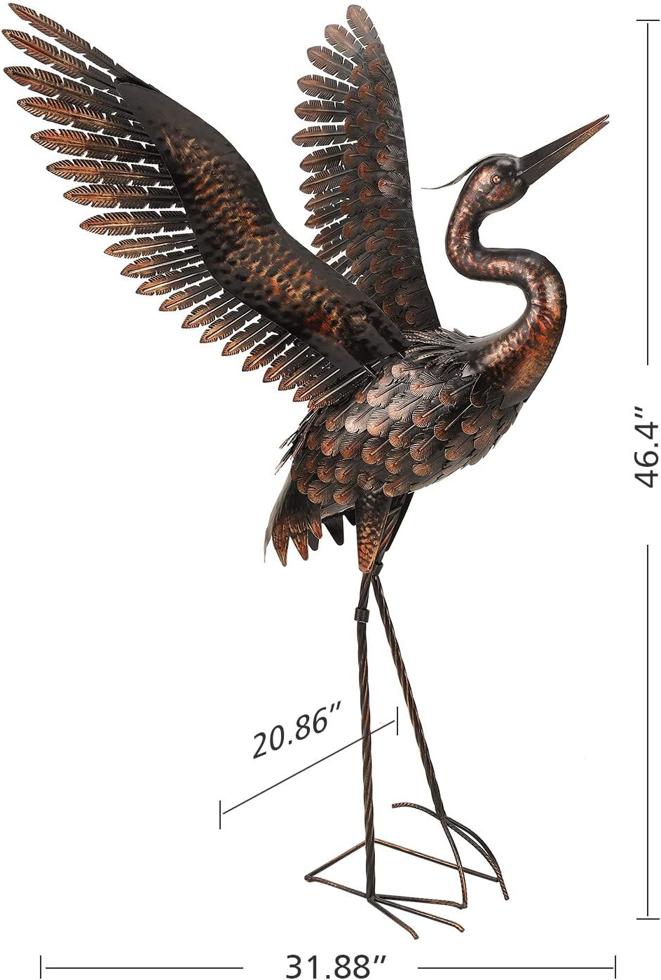 chisheen Outdoor Metal Crane Heron Yard Art Statue and Sculptures for Garden Lawn Patio Backyard Living Room Decoration: Home & Kitchen