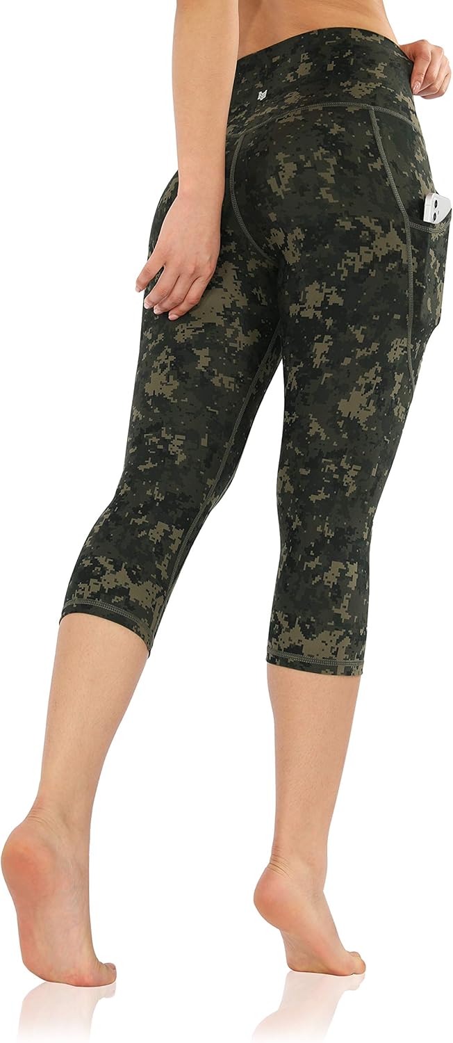 ODODOS Women's High Waisted Pattern Yoga Leggings with Pockets, Workout Sports Running Athletic Printed Yoga Pants: Clothing