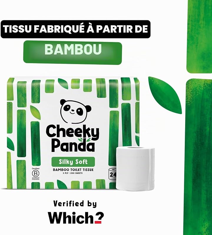 Achat en gros de rouleaux de papier toilette en bambou — 24 rouleaux de papier toilette à 3 épaisseurs | Emballage sans plastique et papier de soie durable | Blanc