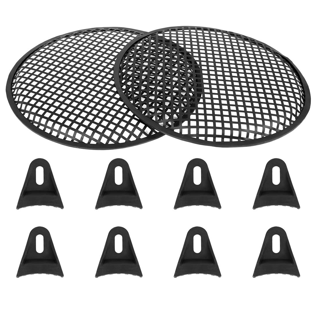X AUTOHAUX 12'' Car Speaker Subwoofer Black Metal Waffle Grill Cover Guard 2pcs