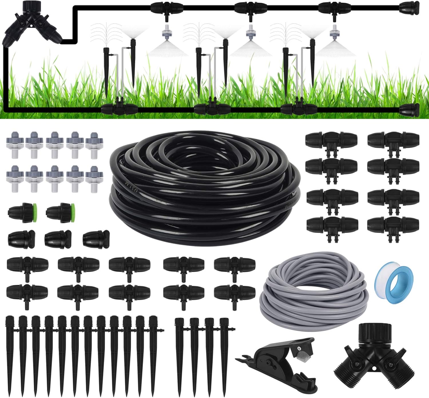 Drip Irrigation, Garden Irrigation System(70ft+35ft), DIY Plant Watering System, Distribution Tubing Hose, Saving Water Kit Accessories, Automatic Irrigation Equipment Set for Garden Greenhouse, Patio, Lawn : Garden & Outdoor