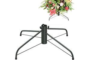 Pextian Metal Christmas Tree Stand for Artificial Tree, Folding Tree Stand 19.7 Inch Replacement Xmas Tree Stand Base for 4Ft to 8.5Ft Artificial Trees Fake Tree, Fits 0.5-1.25 Inch Tree Pole, Green