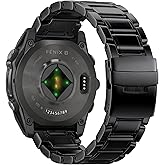 Abanen Titanium Watch Band with Flip-Lock Folding Clasp for Garmin Fenix 8 / Tactix 8 / epix Pro/Enduro, 22mm 26mm QuickFit Wrist Stap for Fenix 7/6/5, Quatix, Tactix
