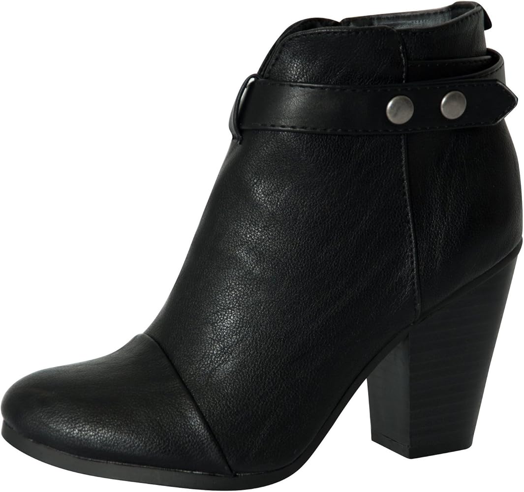 black stacked heel ankle boot