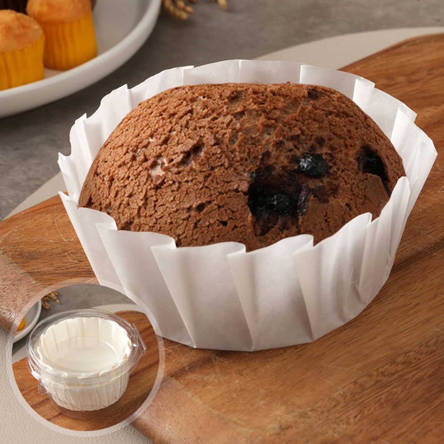 Photo 1 of 50pcs 4 Inch Basques Cake Paper Disposable Parchment Liners Muffin Wrappers Oil Paper for Cheesecake, Cupcake, Cake Pan, Oven, Air Fryer, Baking Tools