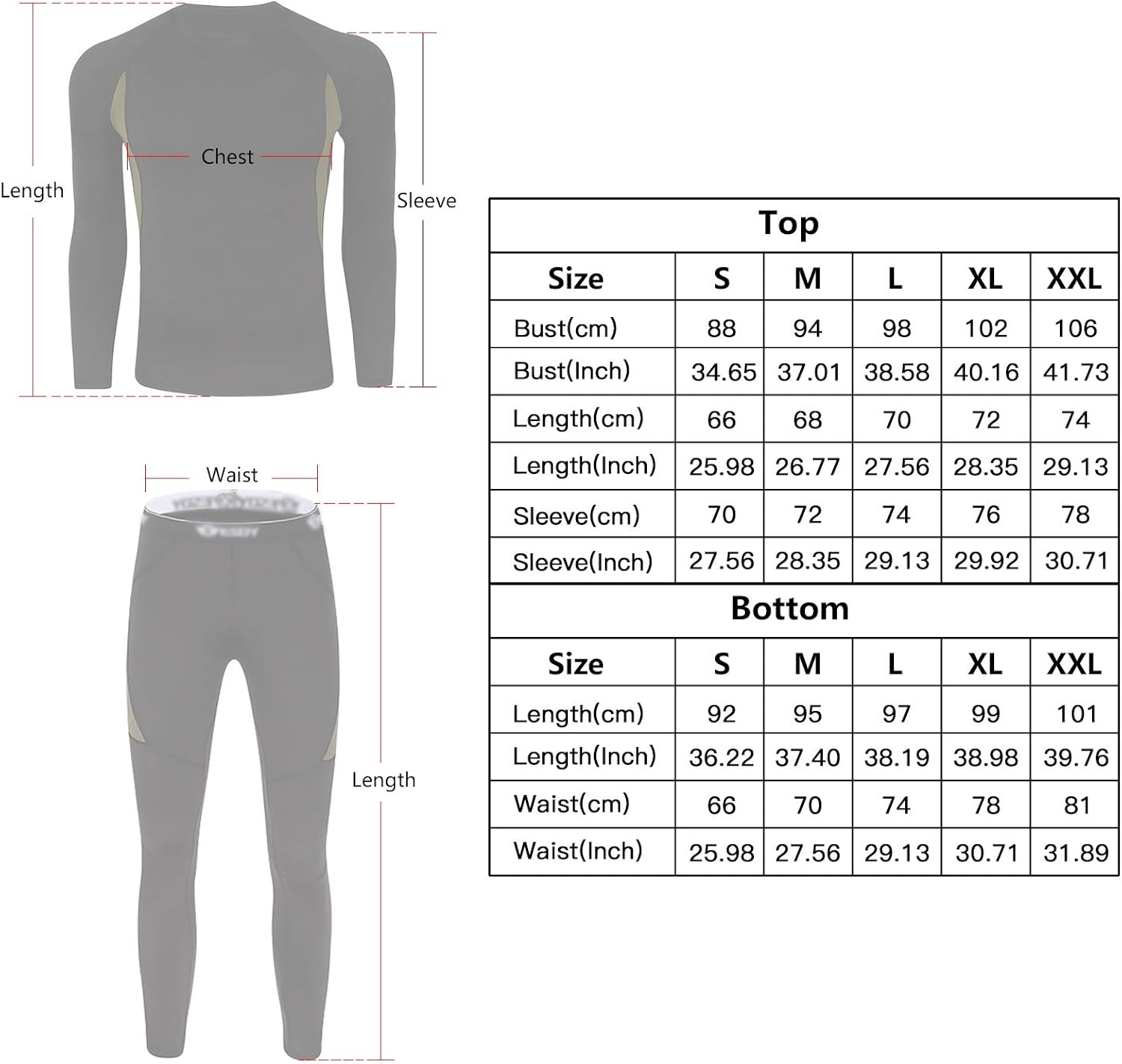 Thermal Underwear Set Winter Hunting Gear Sport Long Johns Base Layer Bottom Top at  Men’s Clothing store