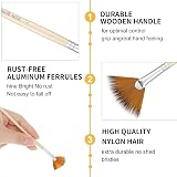 Prasacco 5 Pieces Fan Brush Set Nylon Hair Wooden Handle Painting Brushes view 3