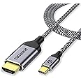 QGeeM USB C to HDMI 2.0 Cable Adapter, Braided USB 3.1 Type-c 4K@60Hz(Thunderbolt 3/4) Compatible for iPhone 15 Pro Max, iPad Pro,MacBook Pro, iMac, Pixel,Galaxy, Surface,Dell,HP,Thinkpad,HDMI USB-C