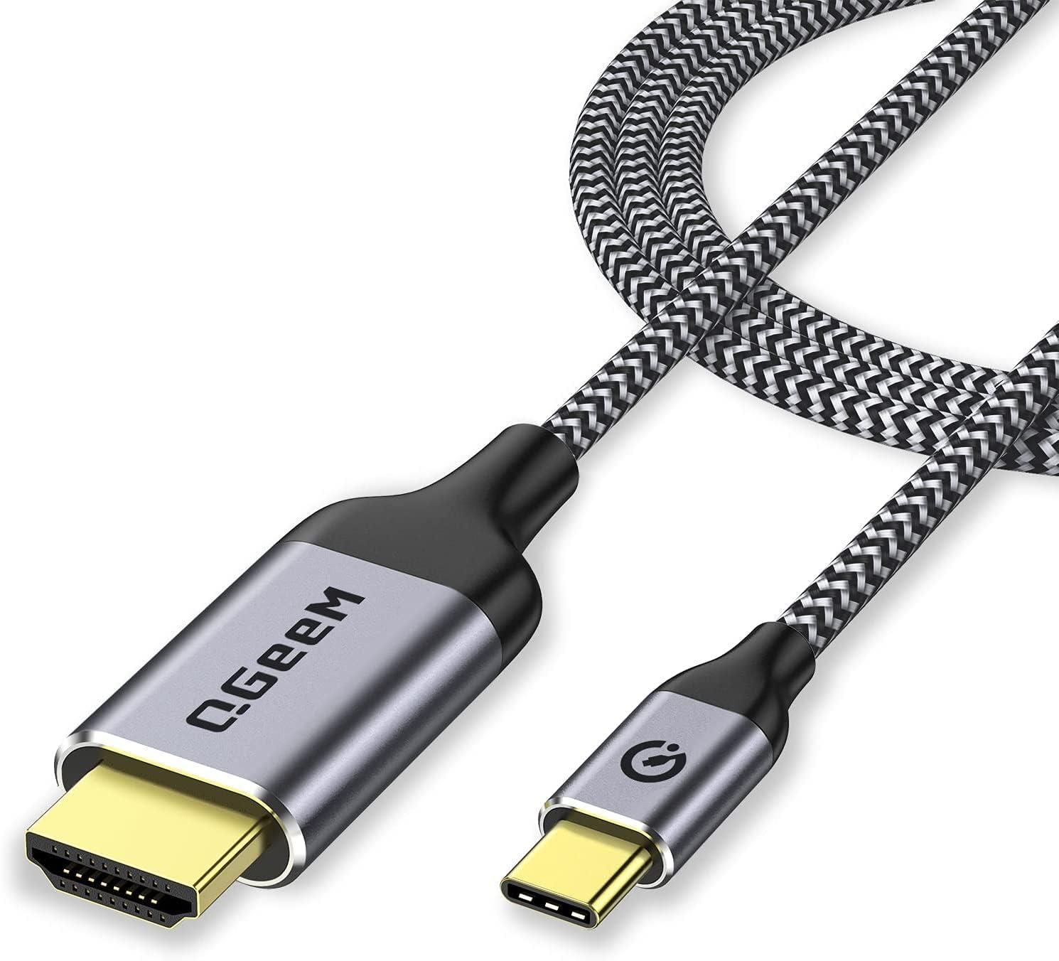 Photo 1 of QGeeM USB C to HDMI Cable Adapter 6FT 4K, USB Type C to HDMI Thunderbolt 3/4 Compatible for iPhone 16, Galaxy, MacBook Pro/air, IPad pro, Surface,Dell XPS, HP, Thinkpad, Pixelbook, and More