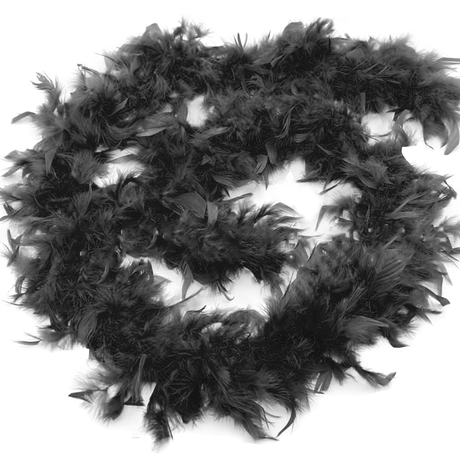 Anjing 2PCS Feather Boa for Women Multicolor Feather Boas for Crafts Party Supplies Girls Dress up Costume (2M Black)