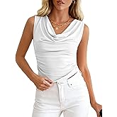 BTFBM Cowl Neck Tank Tops for Women 2026 Spring Summer Sleeveless Dressy Blouses Business Casual Outfits Going Out Top