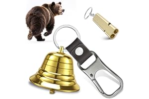 NedFoss Loud Bear Bell Set to Scare Bears, Hiking Essentials for Women, Emergency Whistle and Bear Bells for Hiking, Camping, Biking, Solid Brass Bear Deterrent Hiking Gear Gifts