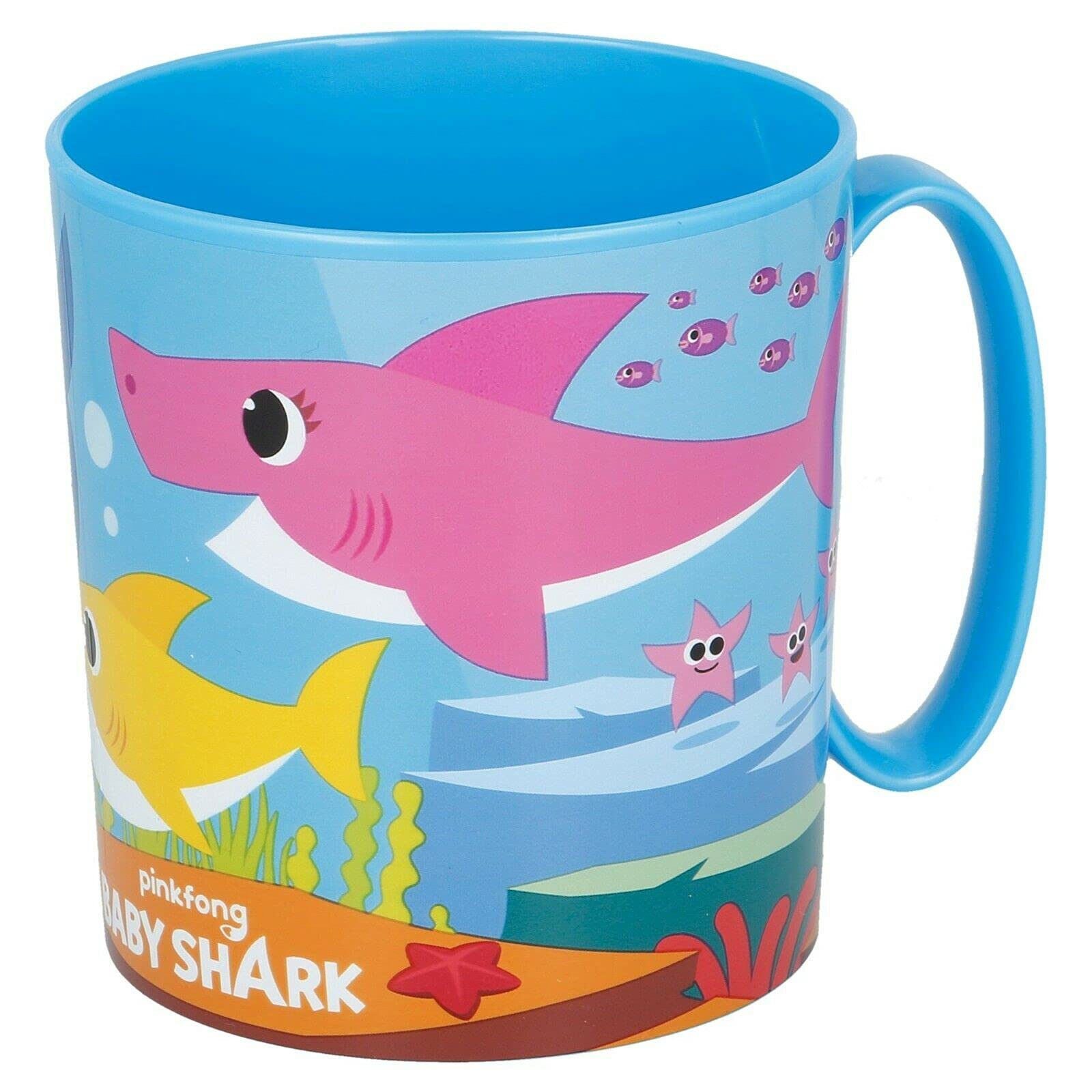 Gold1 Kids Character Licence Mug 350ML Drinking Re-Usable Plastic Cup Microwave Safe (Baby Shark)