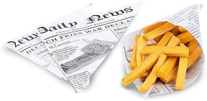 Kerafactum 20 Pieces Greaseproof Chip Holder Pommes Bags Potato Bar Suitable for Fish and Chips French Fries Daily 25 x 18 cm