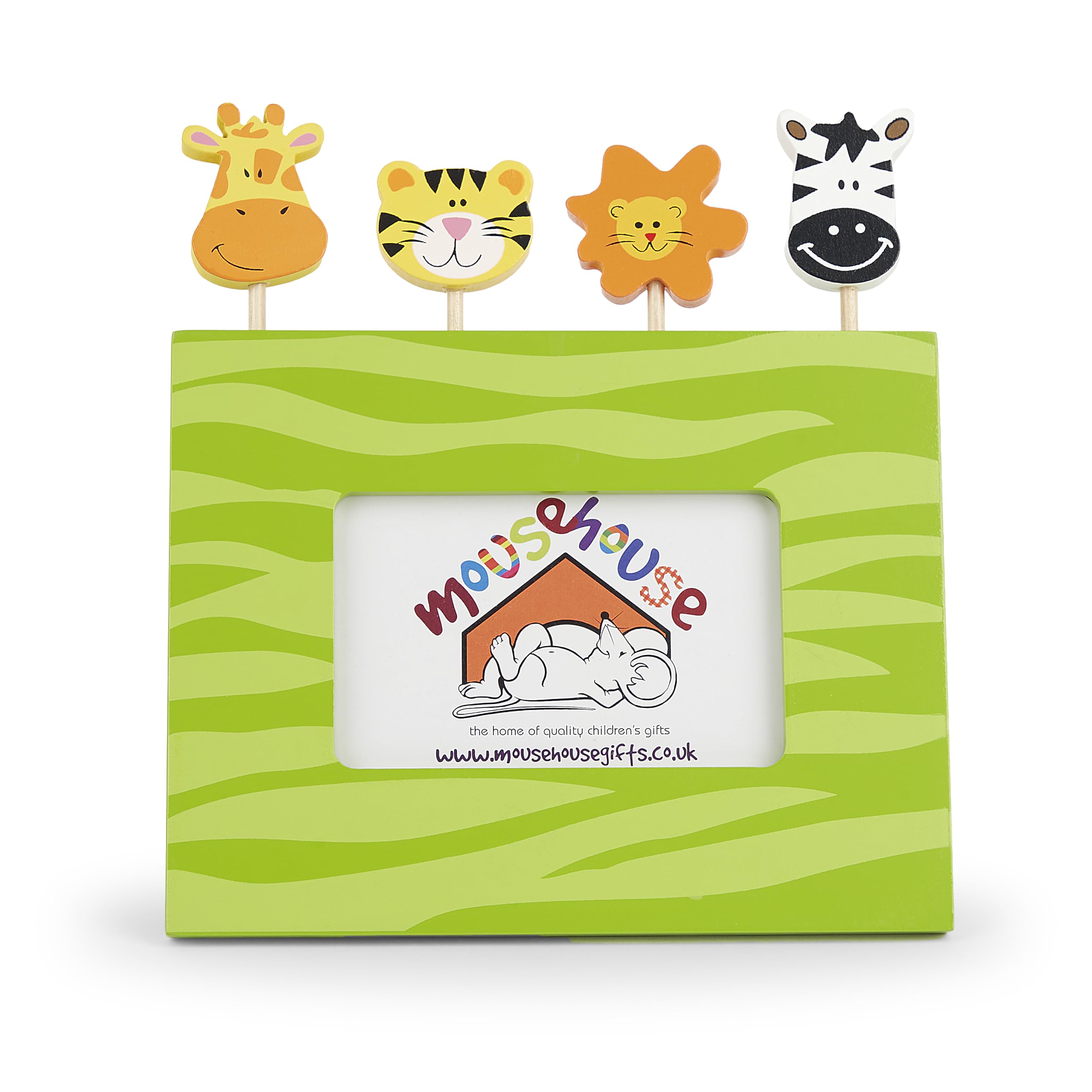 Mousehouse Gifts - Safari Photo Frame for Nursery, Wooden Kids Picture Frame for Boys and Girls