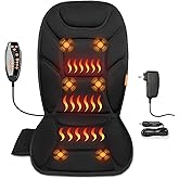 CARSHION Massage Seat Cushion with Full Back Thighs Heat Back Massager for Chair with 3 Heating Pads 6 Vibrating Motors, Massage Chair Pad for Home Office, Heated Seat Cover Warmer for Pain Relief