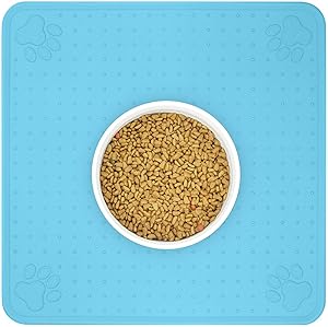 Ptlom Pet Placemat for Dog and Cat, Mat for Prevent Food and Water Overflow, Suitable for Medium and Small Pet,Silicone, 13