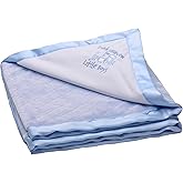 Little Me 2-Ply Baby Blanket with Thank Heaven for Little Boys Embroidery and Satin (Blue, 30 in. x 40 in.)
