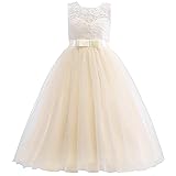 Glamulice Light Champagne Girls Lace Bridesmaid