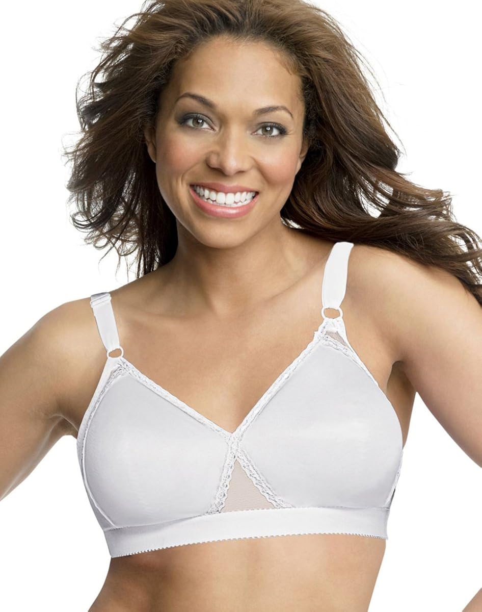 Playtex Women's Cross Your Heart Lightly Lined Wirefree Bra, White, 34B at Amazon Women’s