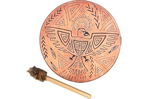 LKPOMI Shaman Drum 10 Inch Handmade Shamanic Drum Hand Drum With Drum Stick Tree of Life Sound Healing Tool For Spiritual Music, Reflection Meditation(Bird)