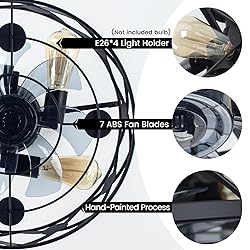 MOBEYU 16.5''Caged Ceiling Fan with Light,Low