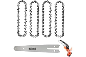5 pcs 6 Inch Mini Chainsaw Chain Set, 37 Drive Links,Replacement Chains for Cordless Electric Portable Mini Chainsaw, Guide S
