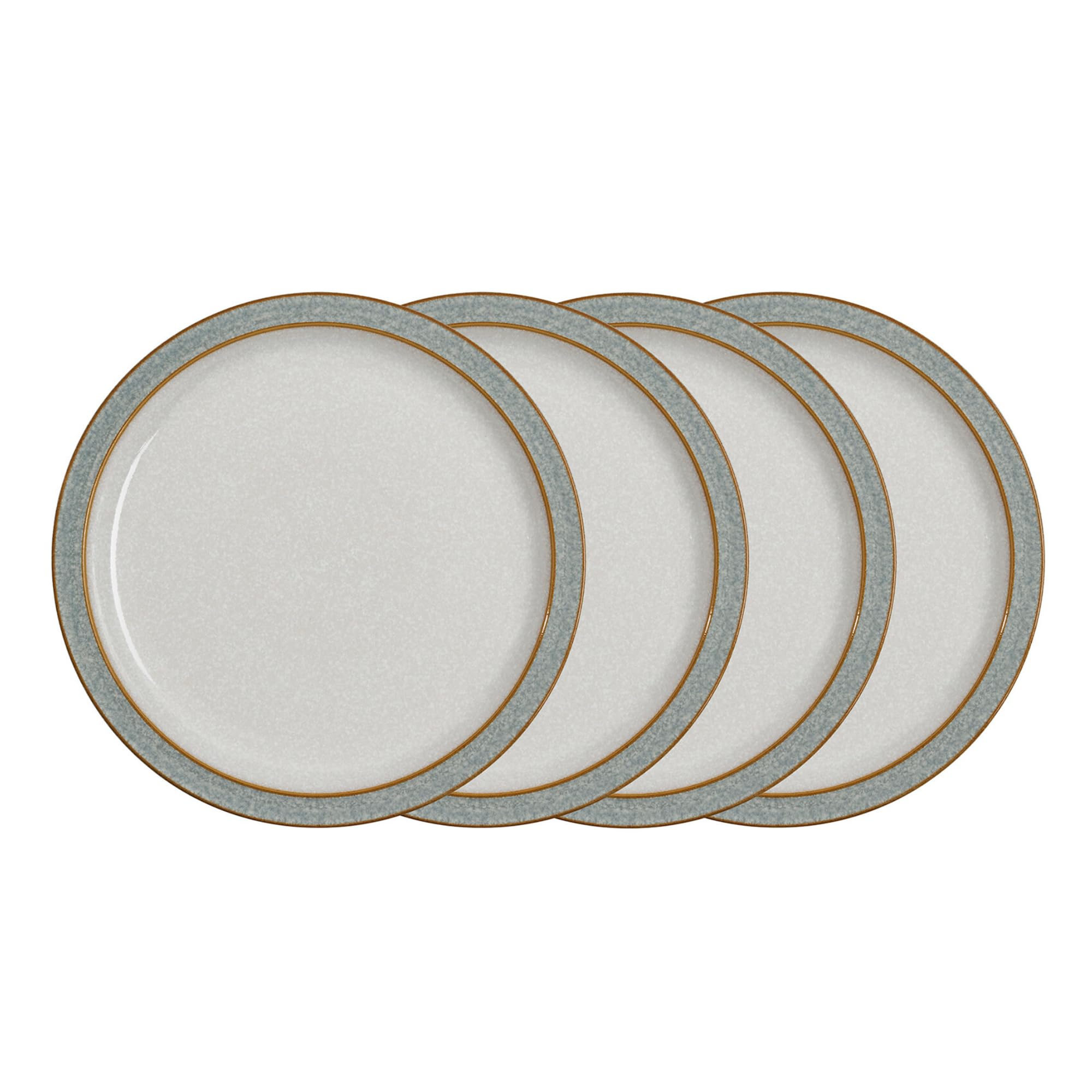 Denby - Elements Medium Light Grey Plates Set of 4 - Dishwasher Microwave Safe Crockery 22cm - Pale Grey, White Ceramic Stoneware Tableware - Chip & Crack Resistant Lunch Plates