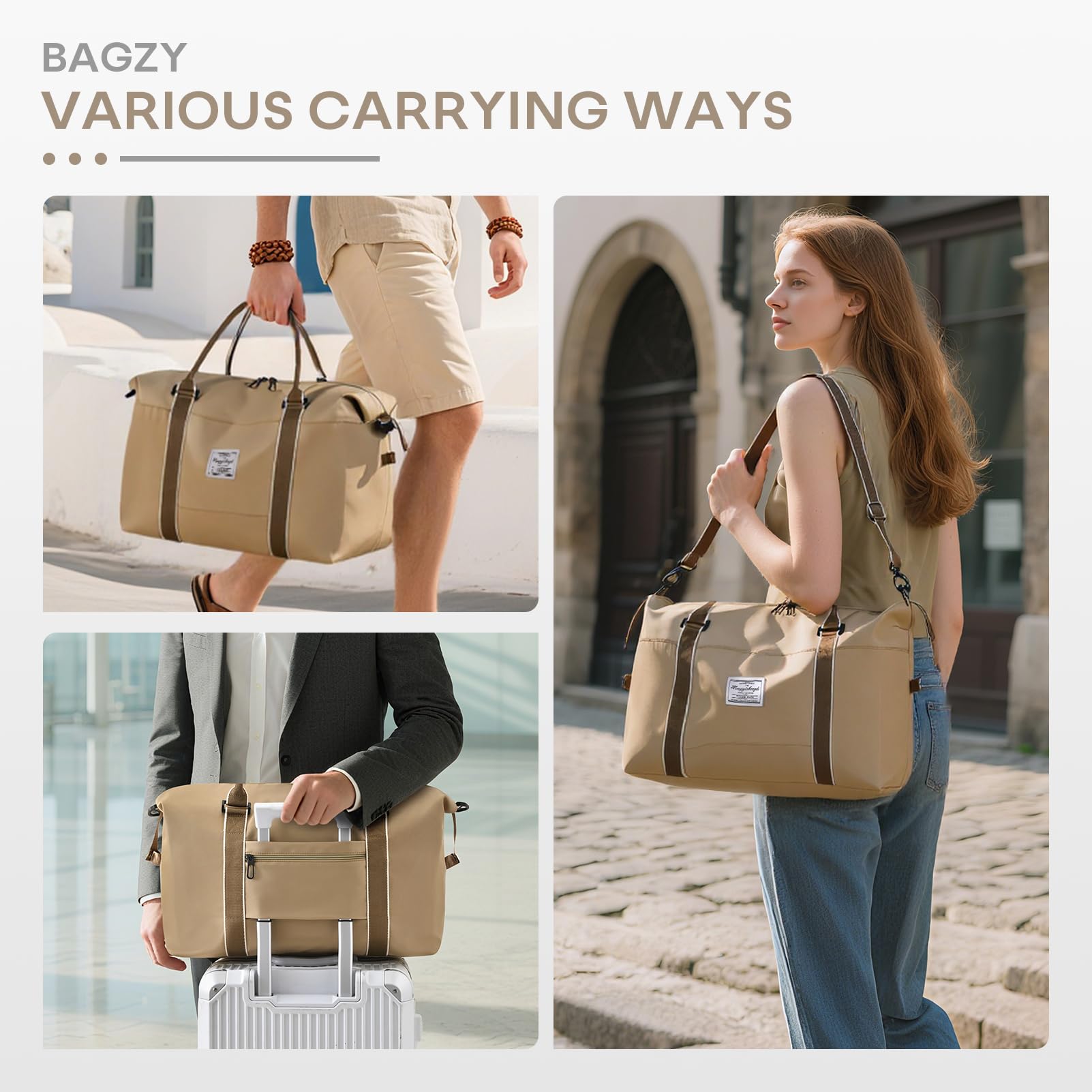BAGZY Easyjet Handgepäck 45x36x20 Handgepäck Tasche für Flugzeug 32L Faltbare Reisetasche Wasserdicht Sporttasche Weekender Handgepäck Koffer Mit Nasse Tasche Herren Damen Für Fitness, Arbeit,Black 2