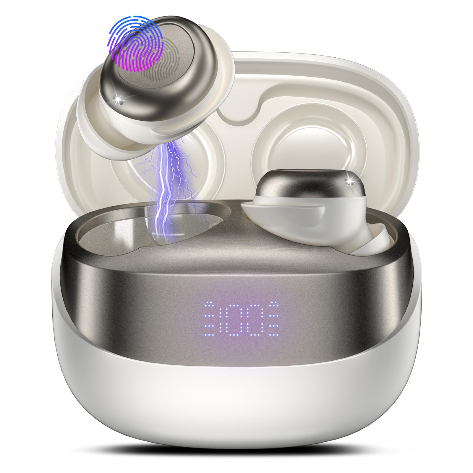 DUSONLAP Sleep Earbuds Bluetooth 5.4 in Ear Light-Weight Headphones, Mini Sleep Headphones Small Design for Side Sleepers, 47H Playtime with Charging Case, Clear Calls Earphones, IvoryWhite