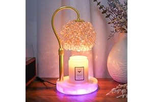 Hisummer Candle Warmer Lamp with Timer - Dimmer Electric Candle Lamp Warmer with RGB Mode, 312 K9 Crystals Lampshade,Adjustable Height Wax Warmer Lamp with 2 Bulbs for Jar Candles,Gifts for Mom Womens