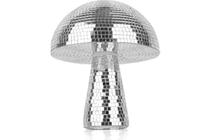 Yeehlmer Creative Mushroom Disco Ball for Party, Table Decor Mirror Retro Handmade Disco Ball Mushroom Shape Home Art Decorations,Bar Ornaments(Silver, S(5.9''))