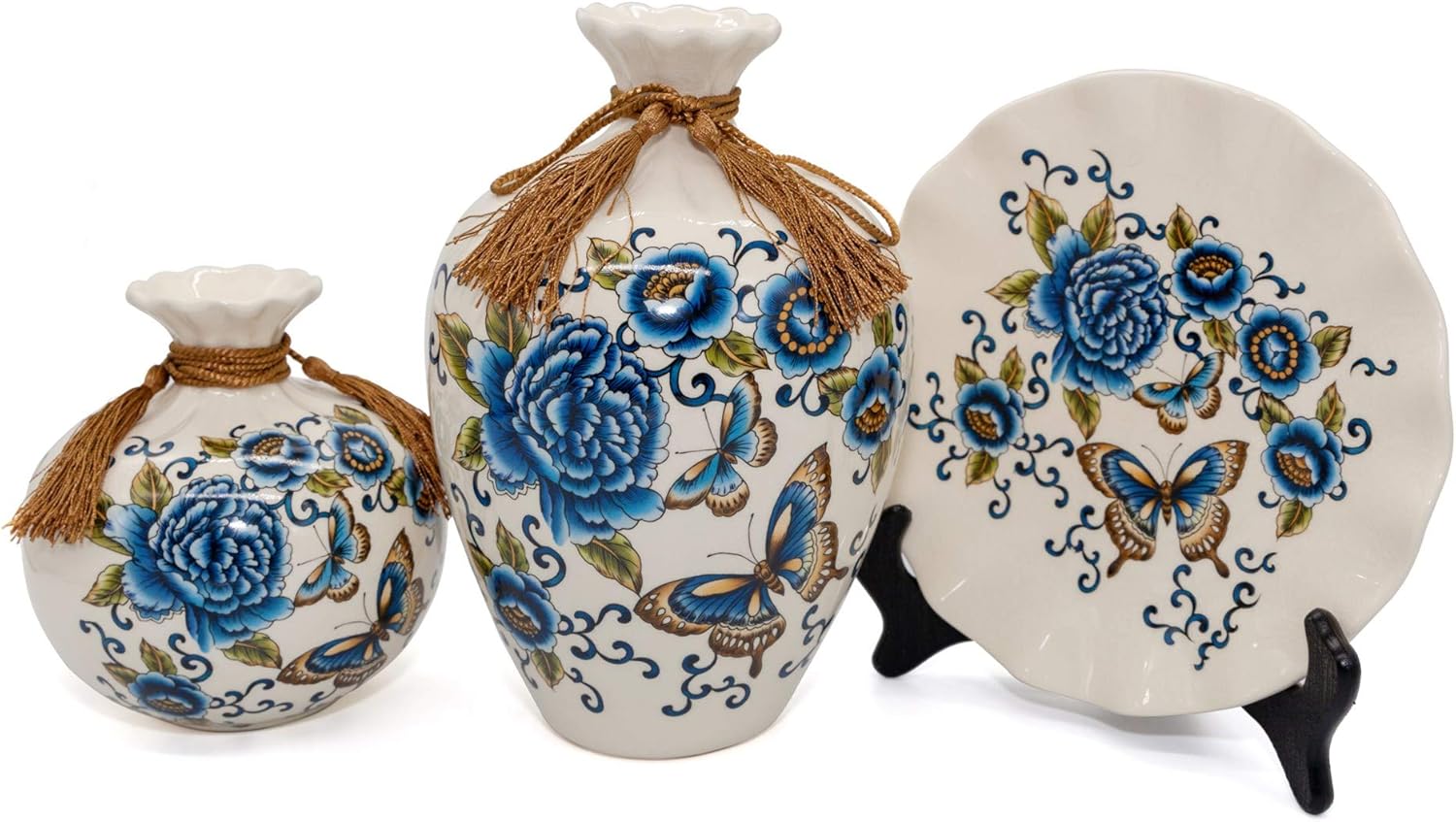 Amazon Com Newqz Chinese Vases Set Of 3 Piece With Flowers
